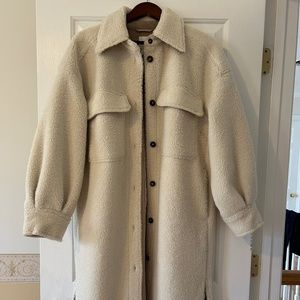 White H&M long teddy coat